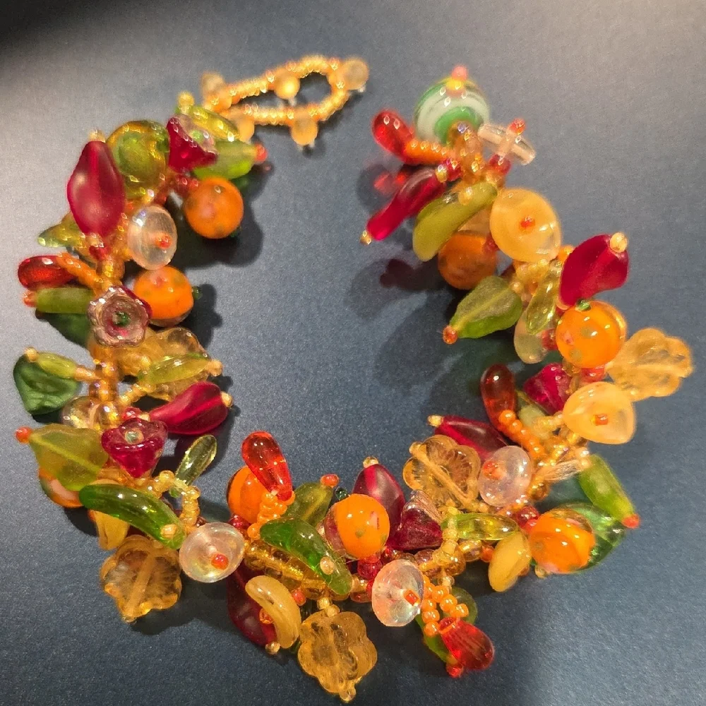 Colorful Glass Bead Cluster Bracelet - Multicolor